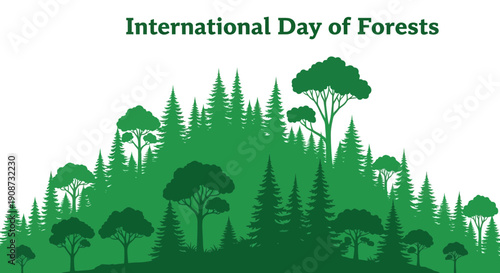International Day of Forests Tree Silhouettes.