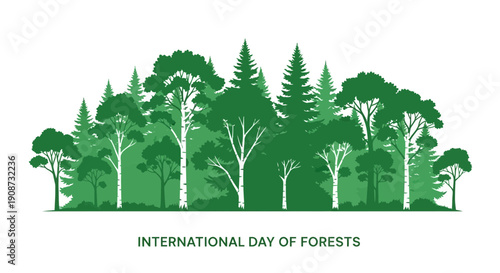 International Day of Forests Tree Illustration.