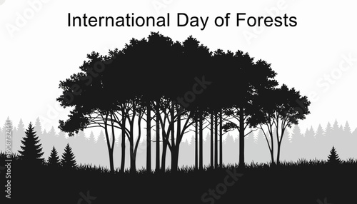 Silhouette of Trees on International Day of Forests.
