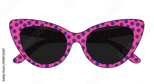 Retro Pink Polka Dot Cat Eye Sunglasses.
