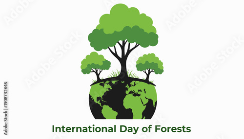 Trees Growing on Globe Illustration Concept.