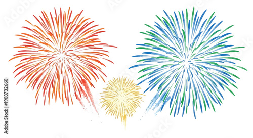 Vibrant Fireworks Display Illuminating the Night Sky.