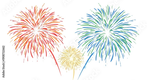 Vibrant Fireworks Display Illuminating the Night Sky.