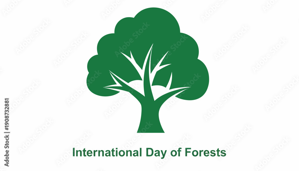 Obraz premium Green Tree Silhouette Forest Icon.