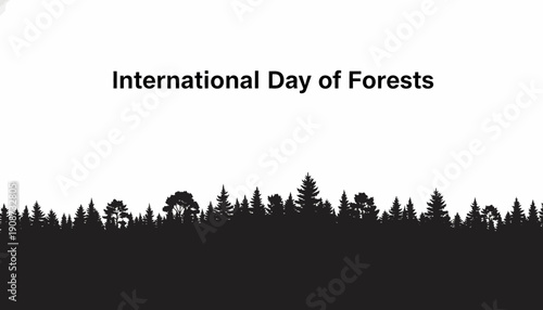 Silhouette of Trees Forest Landscape Illustration.