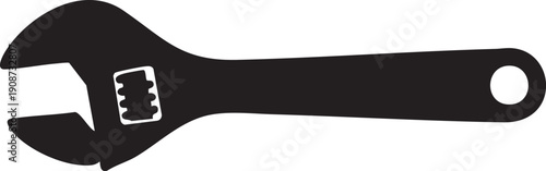 Single Adjustable Crescent Wrench Vector Silhouette Tool Icon