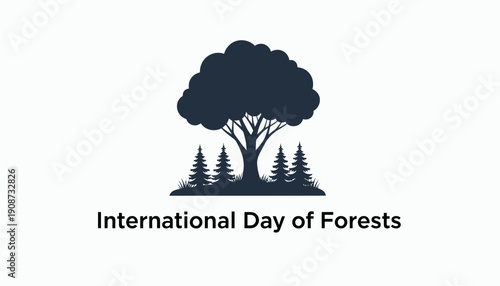 International Day of Forests Tree Silhouette.