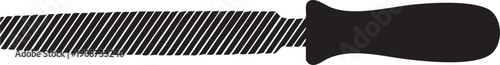 Single Flat Metal File Engineering Tool Silhouettes on White Background