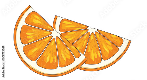 Two Juicy Orange Slices Detailed Close-up.