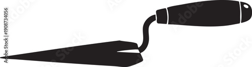 Single Pointed Masonry Trowel Tool Silhouettes on White Background