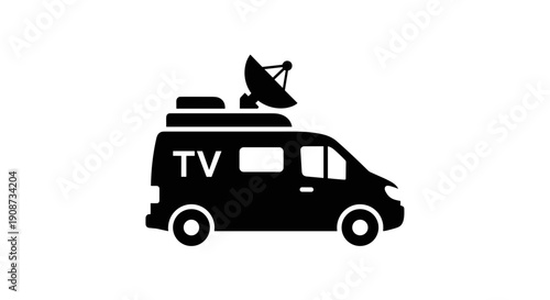 Black TV broadcast van silhouette.
