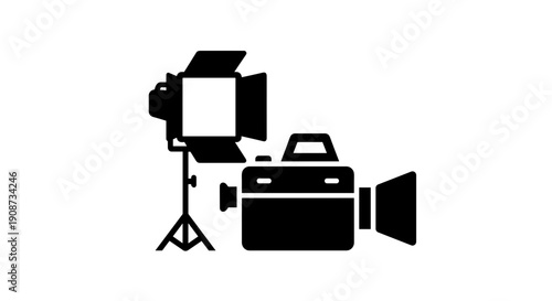 Black video camera equipment icon.