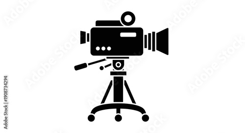 Black video camera on tripod 2.