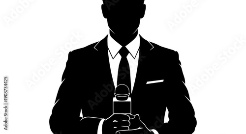 Businessman holding a microphone.