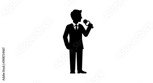 Businessman Holding Megaphone Silhouette.