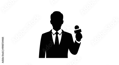 Businessman Holding Microphone Silhouette 1.