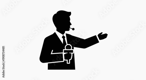 Businessman Holding Microphone Speaking 1.