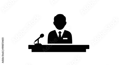 Businessman Speaking At A Podium.