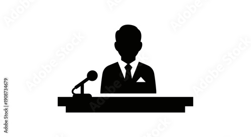 Businessman Speaking at Podium Silhouette.