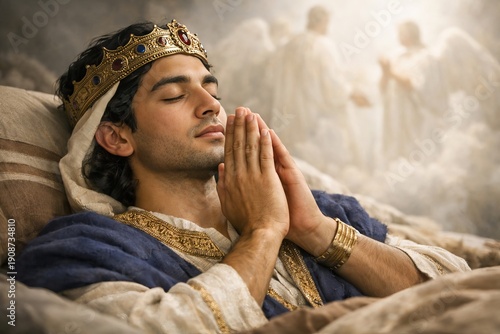 Young Solomon praying for wisdom in dream