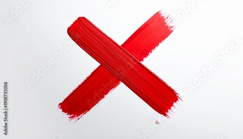 Rotes Kreuz als gemalter Pinselstrich auf weißem Hintergrund
