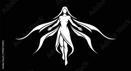 Abstract silhouette of a woman on black