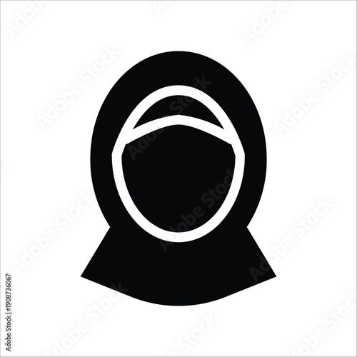 Muslim Woman Silhouette Icon Wearing Hijab for Islamic Female Identity