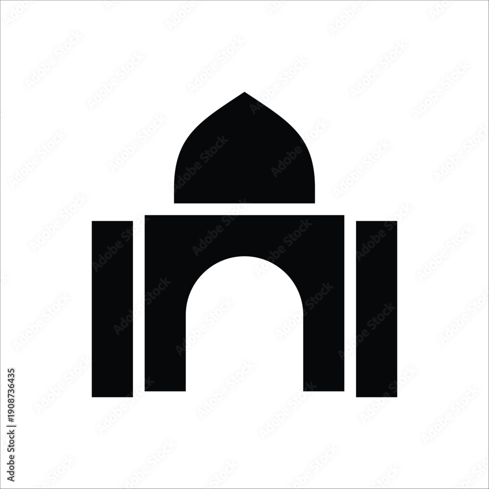 Fototapeta premium Modern Mosque Silhouette Icon Islamic Religious Center