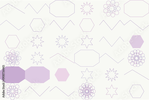 Minimal Purple Lavender Geometric Pattern Background Hexagons Snowflakes Delicate Design for Wedding Invitations Spa Graphics Wellness Materials Beauty Product Packaging Elegant Templates