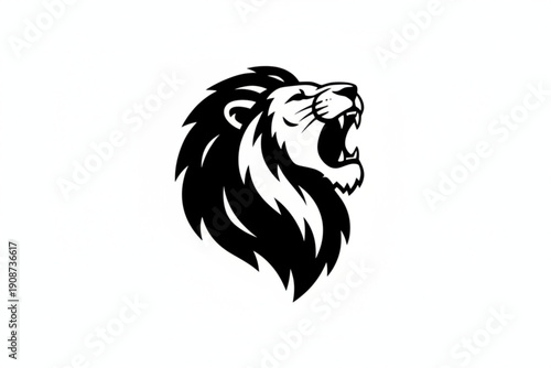 Lion's Roar Illustration: A majestic black and white illustration of a roaring lion, a symbol of strength and power. The bold contrast highlights the lion's fierce expression and magnificent mane.