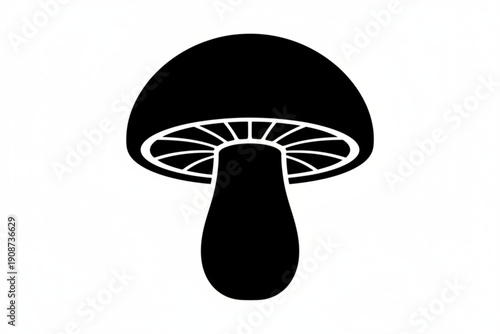 Monochrome Mushroom: A sleek, black silhouette of a mushroom stands out with its minimalist design and striking contrast.