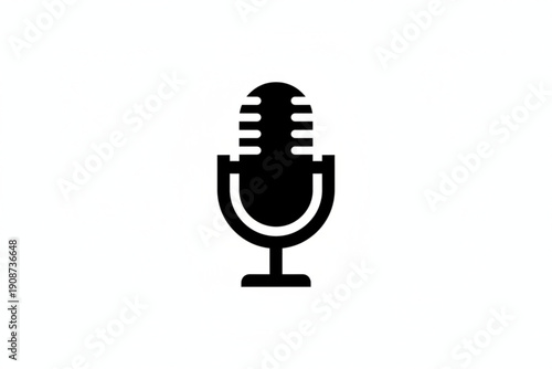 Vintage Microphone Icon: A classic microphone silhouette stands isolated, evoking the timeless world of sound, perfect for designs that call for a touch of audio finesse.