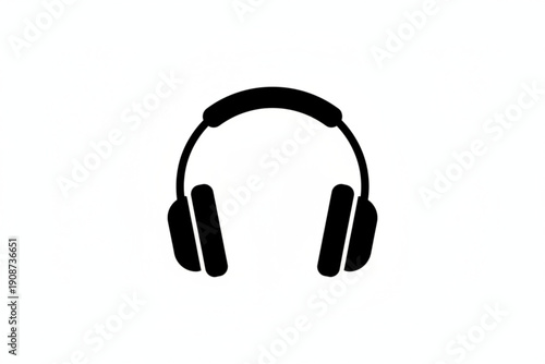 Headphone Icon: A minimalist black headphone icon, representing audio and music, perfect for digital designs, website elements, and music-related themes.