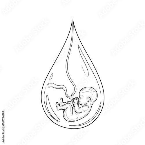 Newborn baby inside a water drop