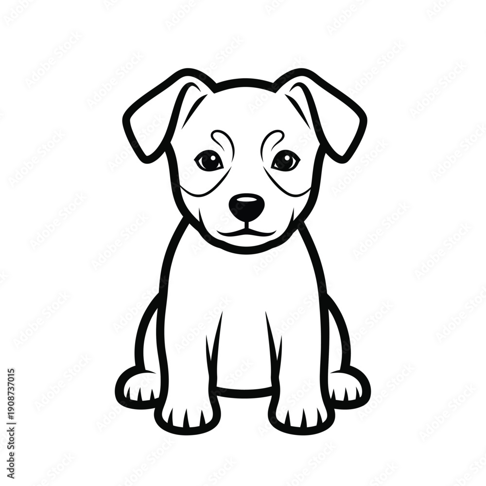 Fototapeta premium Adorable Sitting Puppy Line Art Illustration