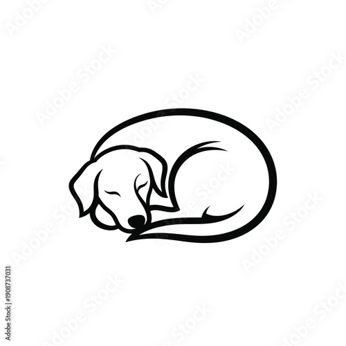 Sleeping Dog - Simple Outline Icon