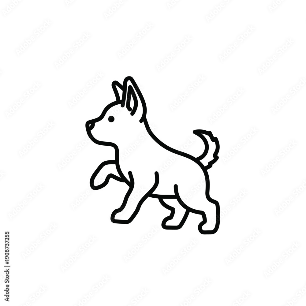 Fototapeta premium Dog Icon Simple Line Art Drawing