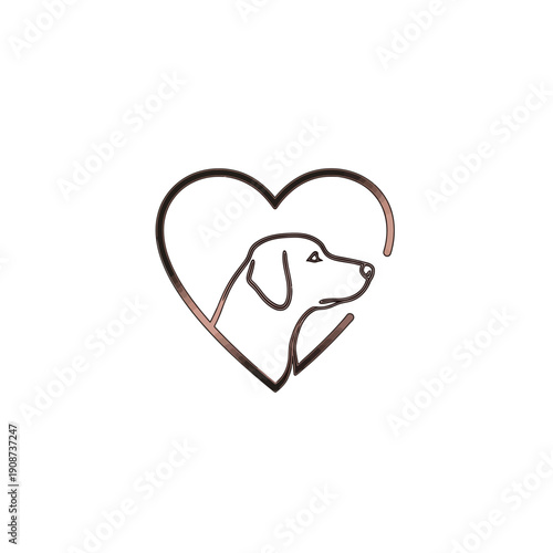Heart shape with dog profile icon design