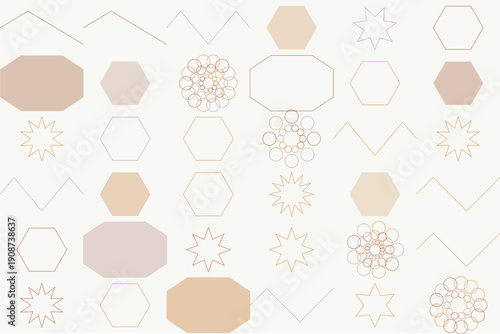 Warm Beige Cream Geometric Pattern Background Circles Snowflakes Natural Minimal Design for Organic Packaging Neutral Branding Elegant Wallpaper Eco-Friendly Product Design Templates