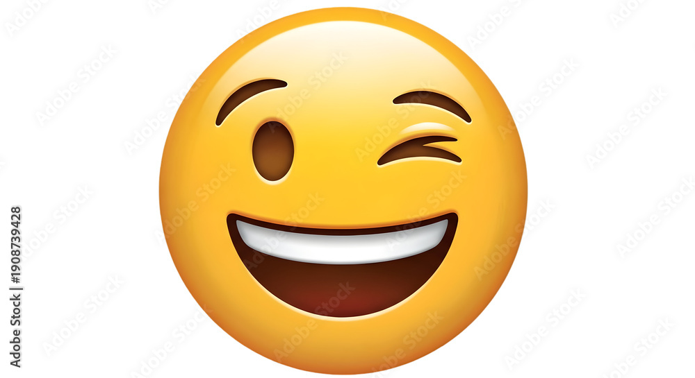 Fototapeta premium Winking face emoji isolated on transparent background