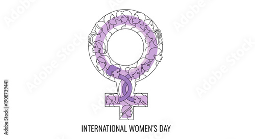 Purple Female Symbol with Floral Pattern.