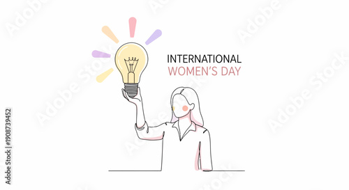 Woman Holding Lightbulb International Womens Day.