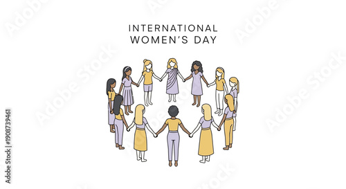 Diverse Women Holding Hands Together Illustration.