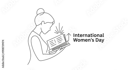 Woman Reading Newspaper Illustration International Womens Day.
