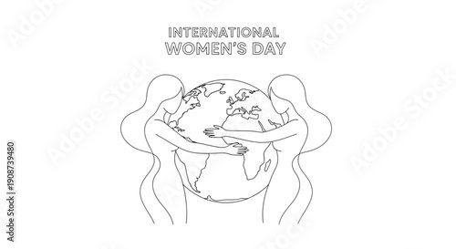 Women Holding Earth Together Illustration.