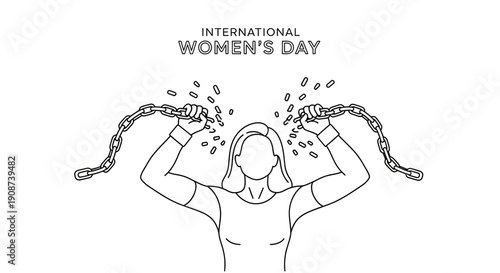 Woman Breaking Free from Chains Illustration.