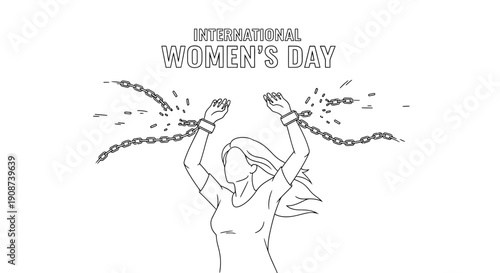 Woman Breaking Free from Chains Illustration.
