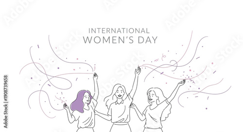 Women Celebrating International Womens Day Illustration.
