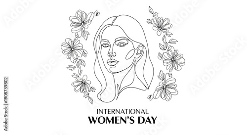 Illustration of a Womans Face with Flowers.
