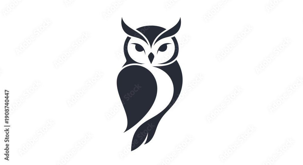 Fototapeta premium Stylized owl silhouette on white background